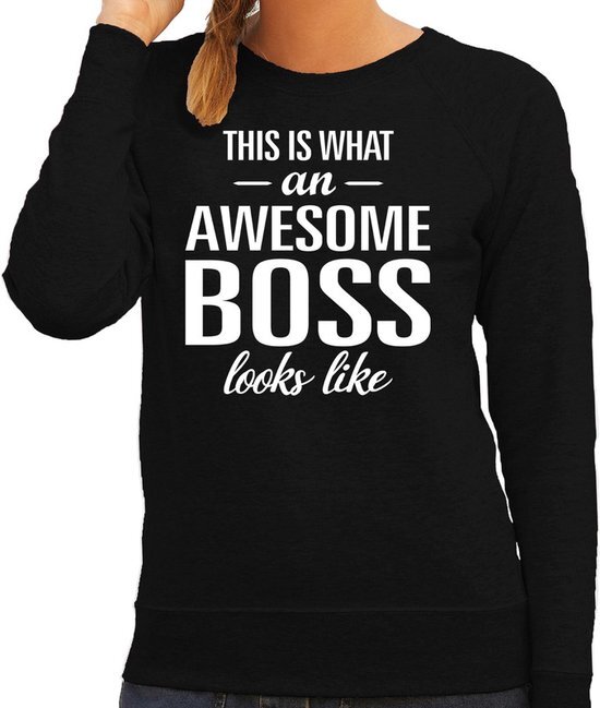 Bellatio Decorations Awesome boss / baas cadeau sweater / trui zwart dames 2XL