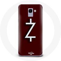 Maniacase Hoesje voor Samsung Galaxy A8 2018 Ozark Seizoen 4 Z Logo Wit Rode Achtergrond