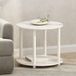 Furinno Turn-N-Tube 2-Tier Round Wood End Table, White Marble