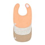 LÄSSIG Slabset voor baby's (3 st.) Kwijlslab voor pasgeborenen met klittenband GOTS/slabbetje voor pasgeborenen GOTS abrikoos/lichtgrijs/natuurmelange