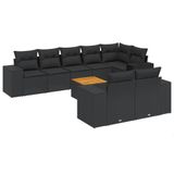vidaXL Loungeset met kussens, polyrattan, zwart