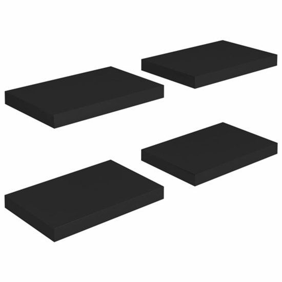 vidaXL - Zwevende Wandschappen - 4 Stuks - 40x23,5x3,8 cm - MDF - Zwart