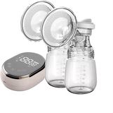 Fuegobird Tire-lait électrique - Tire-lait électrique à double tête - Tire-lait 100 % sans BPA - Batterie rechargeable - 2 biberons de 180 ml - Rose