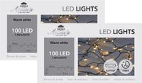 Anna's Collection Kerstverlichting - 2x - warm wit - 750 cm - 100 leds - zwart snoer - batterij