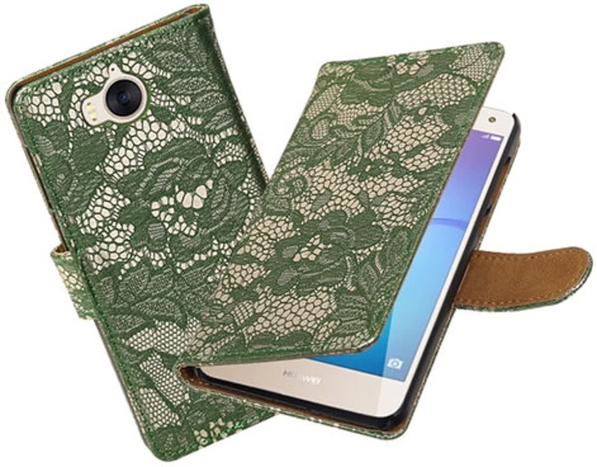 Best Cases .nl Huawei Y5 2017 / Y6 2017 Lace booktype hoesje Donker Groen