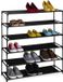 Merkloos Relaxdays schoenenrek - 6 lagen - metaal - stof - 83 cm breed - zwart