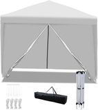 Merkloos Partytent 3x3 m Easy Up – Opvouwbaar Waterdicht Paviljoen met Zijpanelen en Draagtas voor Tuin & Camping – wit