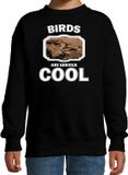 Bellatio Decorations Shoppartners Bv Dieren vogels sweater zwart kinderen - birds are serious cool trui jongens/ meisjes - cadeau appelvink vogel/ vogels liefhebber - kinderkleding / kleding 152/164