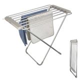 FISHTEC Elektrisch droogrek, verwarmd, 8 stangen, elektrische handdoekdroger, handdoekhouder, 95 x 63 x 74 cm, geborsteld aluminium