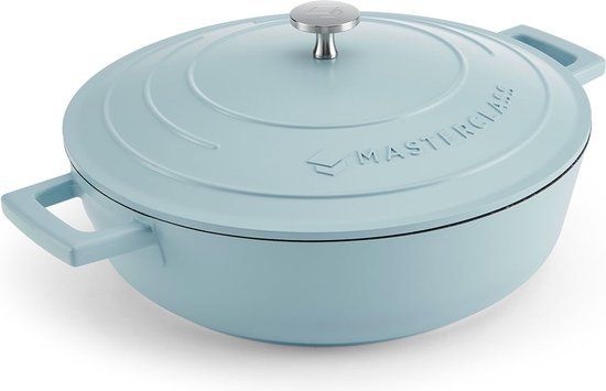 MasterClass Hemelsblauwe Aluminium Braadpan - 29 cm - 2.5 Liter - Met Deksel