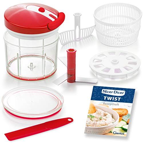 Genius Nicer Dicer Twist universele hakmolenset - 9-delig - rood