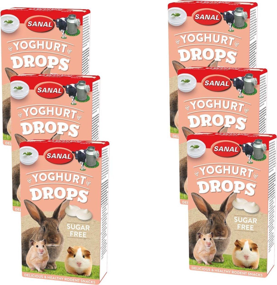 SANAL Yoghurt Drops Sugar Free - Knaagdiersnack - 6 x 45 g