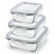 Benza – Récipients en verre hermétiques avec couvercle – Set de 3 – 600, 870 et 1280 ml – Hermétique – Convient pour congélateur, micro-ondes et four
