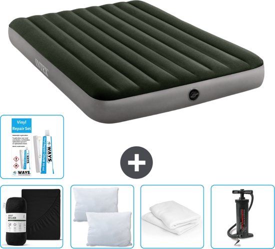 Intex Luchtbed - 2-Persoons - 152 x 203 x 25 cm - Groen - Compleet met Accessoires
