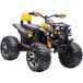 Poussette canne électrique enfant 12 V 8 Km/h Max. Voiture électrique enfant avec effets lumineux sonores selle avec dossier porte-bagage avant métal Pp jaune noir