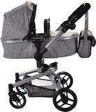 Bandits & Angels Poppenwagen Modern Angel 2in1 Grey - Grijs - Verstelbare Duwstang - Met Boodschappenmand