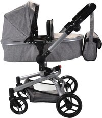 Bandits & Angels Poppenwagen Modern Angel 2in1 Grey - Grijs - Verstelbare Duwstang - Met Boodschappenmand
