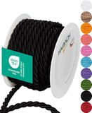 Halbach Seidenbänder Premium koord (zwart) | breedte 8 mm lengte 10 m | Made in Germany & Öko-Tex gecertificeerd | glanzend satijnen koord van acetaat