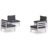 vidaXL 4-delige loungeset met antracietkleurige kussens, grenenhout