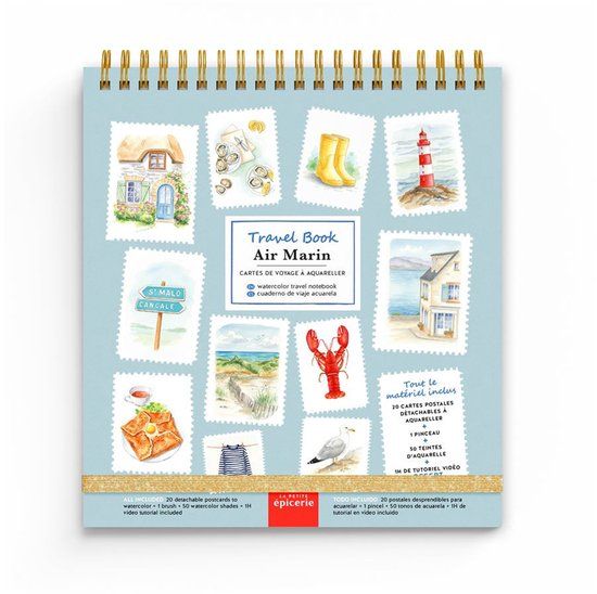 LA PETITE épicerie La Petite Epicerie – Air Marin – Aquarellenboek – 20 kaarten