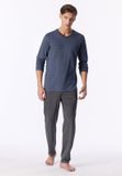 SCHIESSER - Pyjama lang - Heren - faded denim - Gestreept