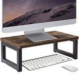 OROPY Houten Monitorstandaard met Metalen Frame, pc-laptopschermverhoger, Desktopopslagorganizer voor Thuis of op Kantoor - L40 x W23 x H14cm