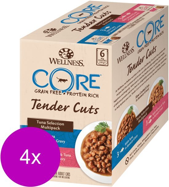 Wellness Core Tender Cuts Tuna Selection - Kattenvoer - 4 x Tonijn 6x85 g