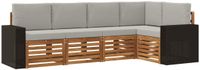 vidaXL - Buiten - bank - set - 5 - st - Naturel - en - lichtgrijs - Polyester