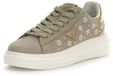 Guess Elbina12 Dames Sneakers - Synthetisch/Leer - Rubber - Vetersluiting - Plateauhak - Sierstenen - Taupe - Maat 39