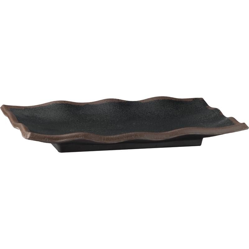 APS Melamine plateau marone - 22.5x15xh3 cm - Set van 4 stuks - Zwart
