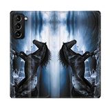Beschermhoesje Samsung Galaxy S21 Plus hoesje, leer, paardenmotief, zwart