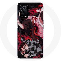 Oppo Case voor Oppo A55 4G Demon Slayer Tanjiro Nezuko Attack Combat Maniacase