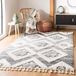 SAFAVIEH Moroccan Tassel Shag Collection Laagpolig Tapijtloper, Grijs en Ivoor, 122 x 183 cm