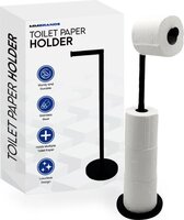 MM Brands WC Rolhouder - Toiletrol Houder Staand - Zwart - RVS - 2 Jaar Garantie