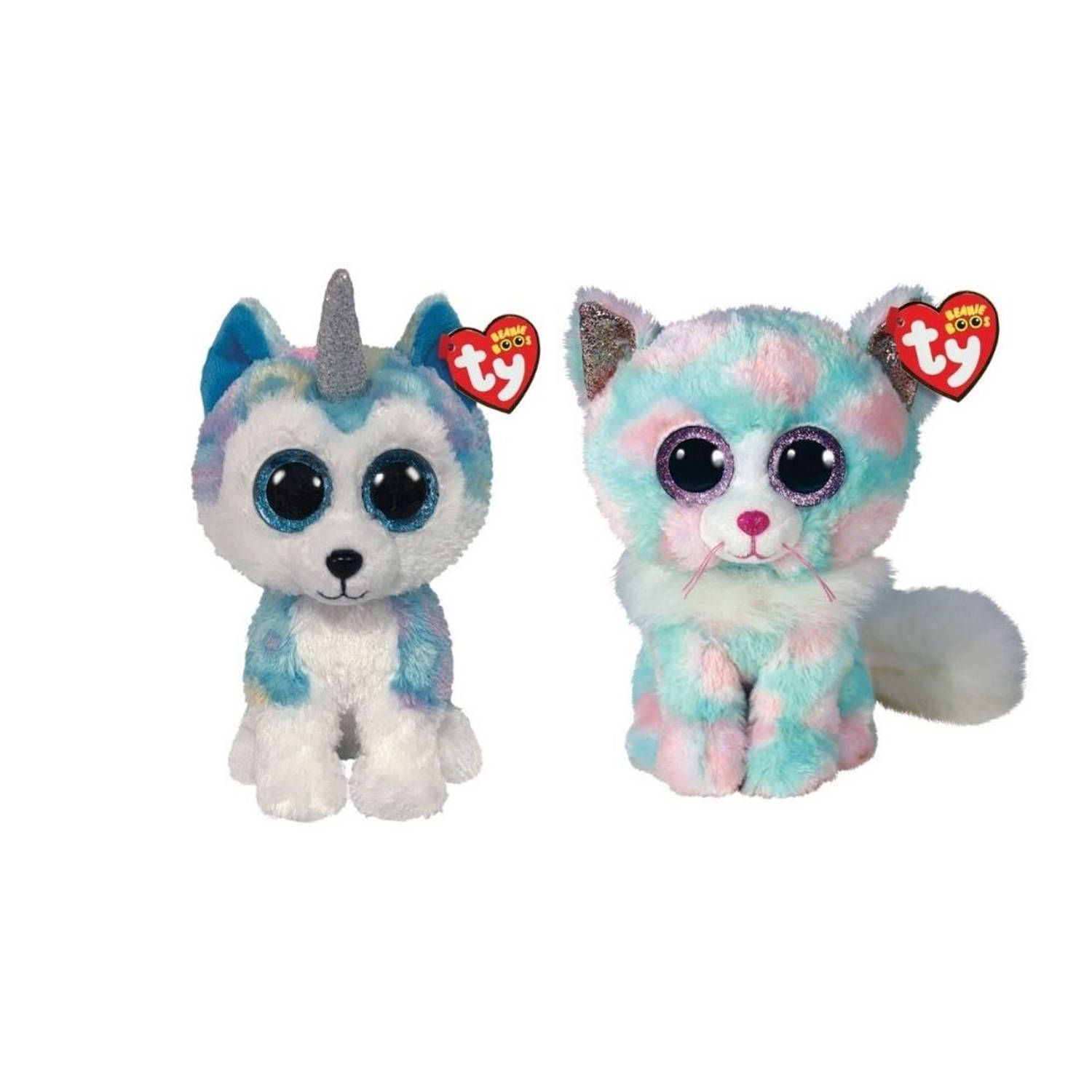 TY - Knuffel - Beanie Buddy - Helena Husky & Opal Cat - Meerkleurig