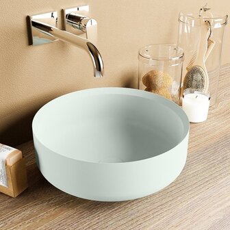 Mondiaz Coss waskom 36x36x13cm rond opbouw Solid Surface Greey/Greey M49901GreeyGreey