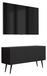 3xE living meuble TV avec façade nervurée, noir mat, pieds inclinés