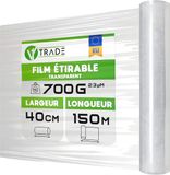 V1 Trade Stretchfolie transparant stretchfolie rol - wikkelfolie - handstretchfolie 100 m/40 cm verpakkingsmateriaal - verpakkingsfolie op rol - folie voor meubels - folies voor verhuizing - verhuisfolie