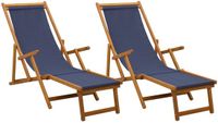vidaXL Zonnebed 2 stuks Massief Eucalyptus Hout