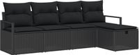 vidaXL Tuinbank Set 5-delig Zwart Polyrotan