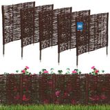 KOTARBAU® 5 st Bloembedrand, Wilgenhouten Hek, Beeteinfassing, 60 x 10 cm, Bruin, Tuinafscheiding, Houten Tuinhek, Schapenhek