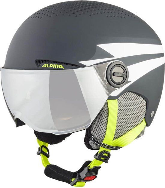 Alpina Zupo Visor Junior Skihelm Met Vizier - Charcoal Neon Matt - Maat: 51 - 55 cm