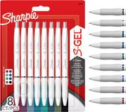 Sharpie S-Gel | Gelpennen voor Schrijven | Medium Punt (0,7mm) | Diverse Inktkleuren | Witte Parel Behuizing | 8 Stuks