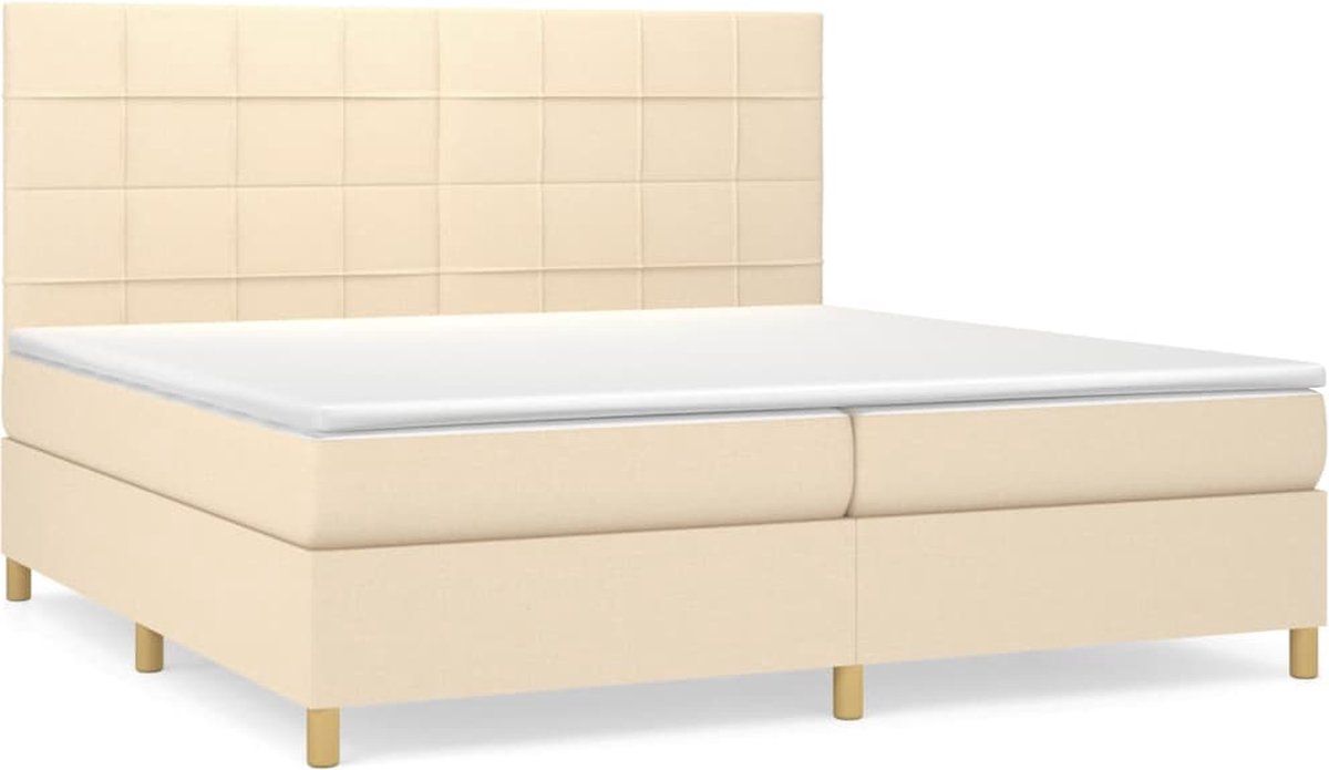 vidaXL Boxspring met matras stof crèmekleurig 200x200 cm