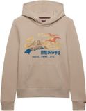 Superdry - Tokyo Vintage Logo Relaxed Hoodie - Dames - Hoodies - Cobblestone Grey - Katoen - Maat UK12/EU40