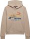 Superdry - Tokyo Vintage Logo Relaxed Hoodie - Dames - Hoodies - Cobblestone Grey - Katoen - Maat UK12/EU40