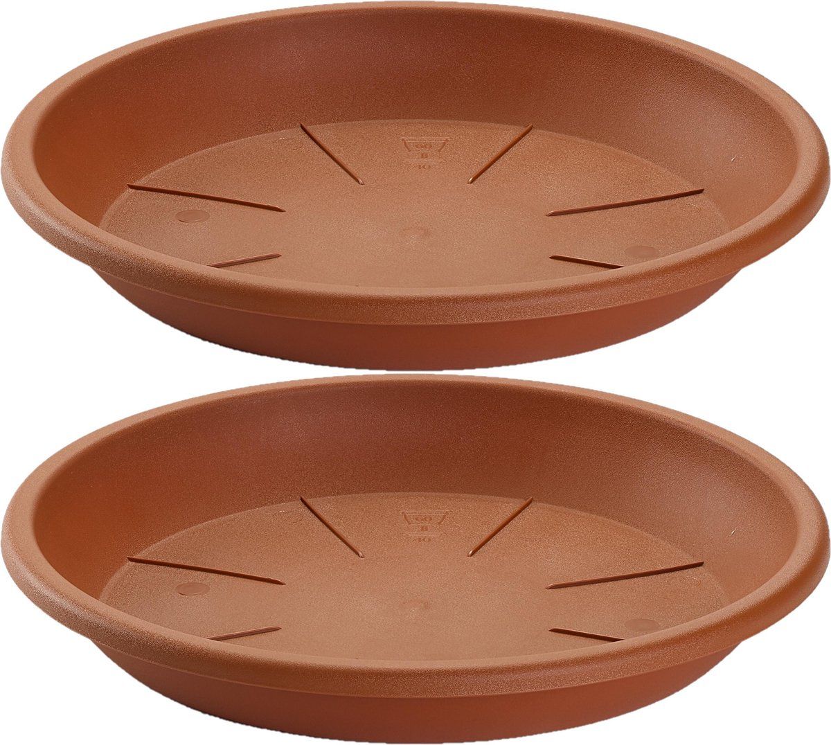 Forte Plastics 2x stuks opvangschaal/onderbord Plantenpot terra cotta rond 36 cm - Kunststof