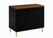 3E 3xE living.com 3xE living Vena Meuble sous-vasque 80 cm Noir/Chêne Noyer Pieds Dorés