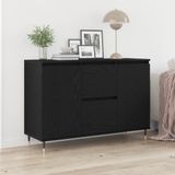 vidaXL Dressoir Zwart Eiken 101,5 x 35 x 70 cm Bewerkt Hout