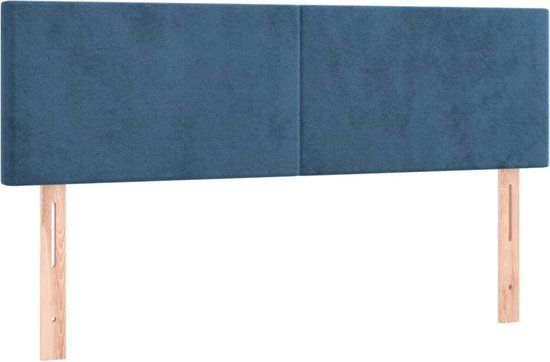 vidaXL Hoofdbord 144x5x78/88 cm fluweel donkerblauw